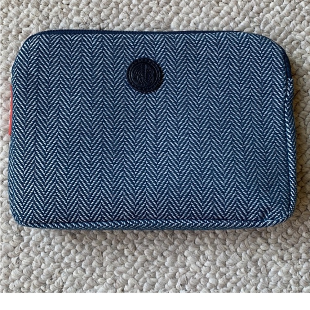 Blue and White Herringbone